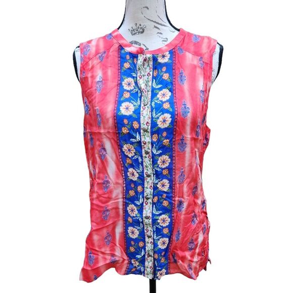 Aratta Silent Journey -201 NWT Eleanora Floral Sleeveless Button-Down‎ Top M - Picture 4 of 11